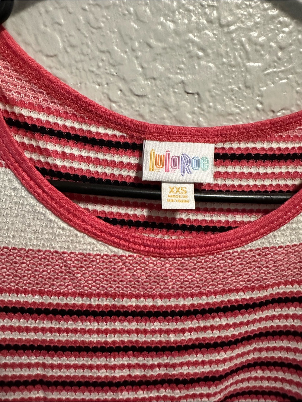 LuLaRoe Coral, Black & White Striped Knit Top
